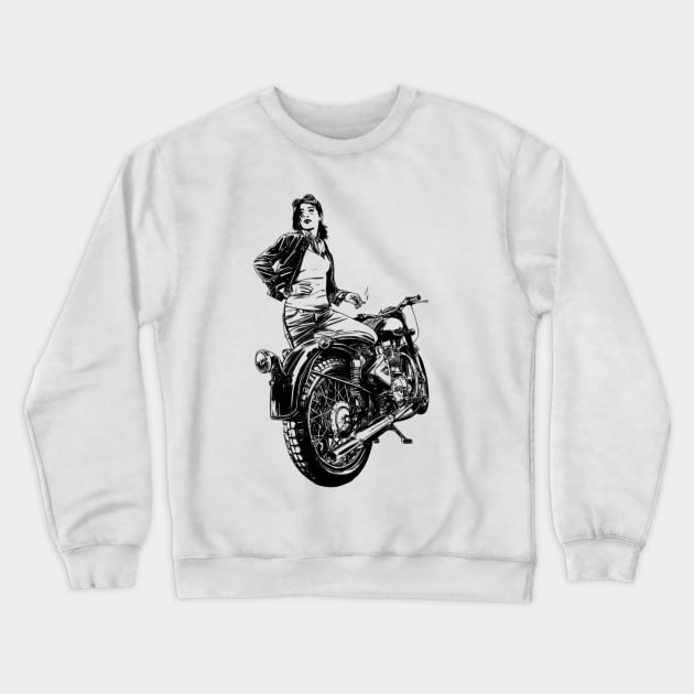 Biker Lady Crewneck Sweatshirt by Preet28